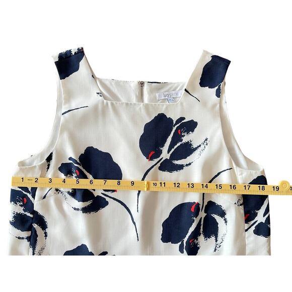 Lucy Paris White Navy Floral Print Sleeveless Cropped Blouse Top - Size Large - Picture 5 of 13